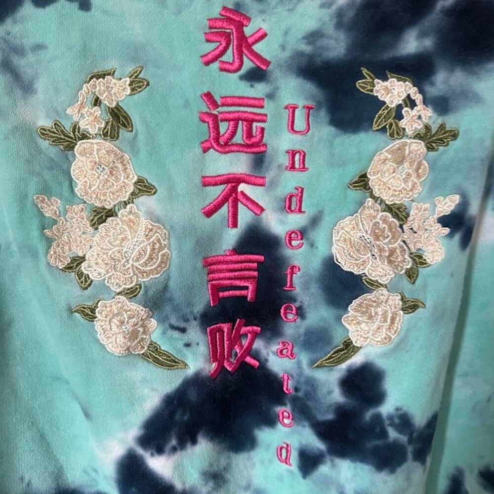 Blind Rooster Sweatshirt Mens SMALL Tie Dye Teal & Purple Crewneck Sakura Tree - Picture 8 of 12